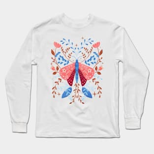 Folk art gouache butterfly Long Sleeve T-Shirt